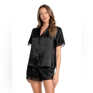 Black Satin Pajama Set